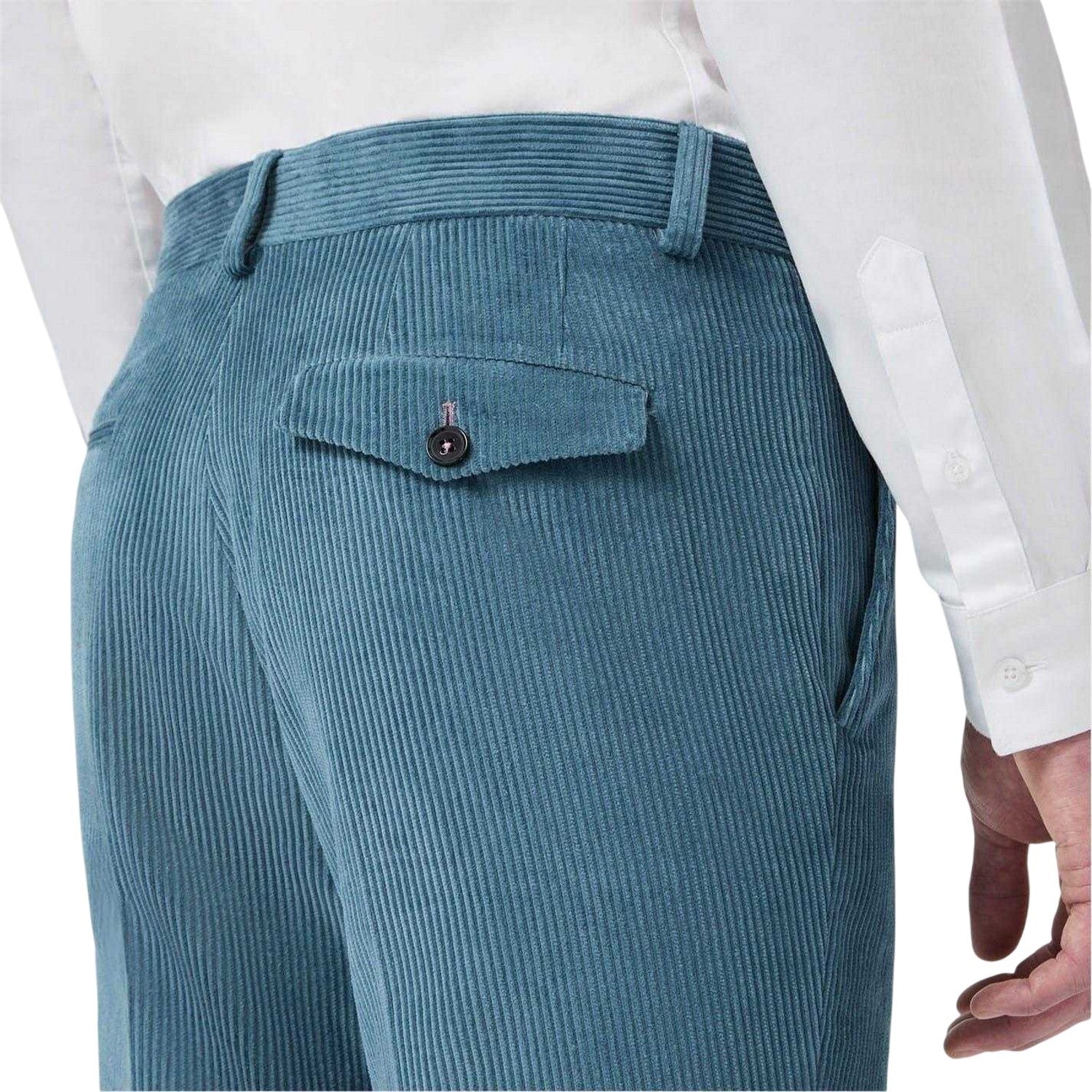 Bright Blue - Side - Twisted Tailor Mens Corduroy Slim Trousers