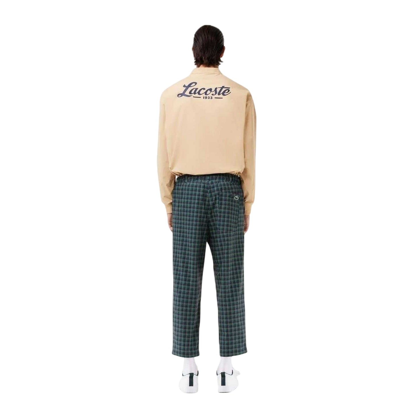 Navy Blue-Red - Back - Lacoste Mens All-Over Print Trousers