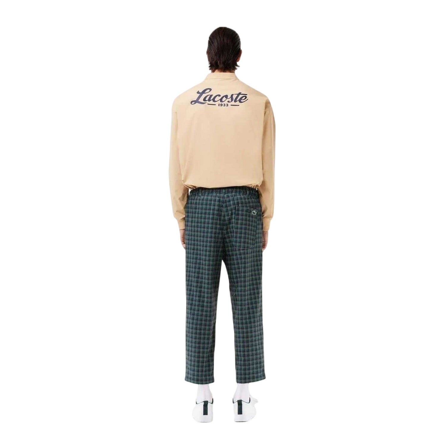 Navy Blue-Red - Back - Lacoste Mens All-Over Print Trousers