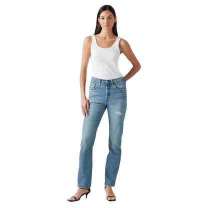 Switch Stitch - Side - Levis Womens-Ladies 501 5 Pockets Straight Leg Jeans
