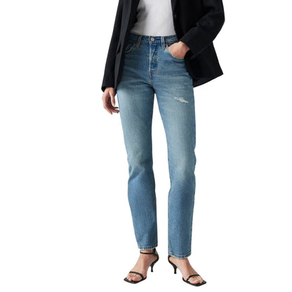 Historical Blue - Side - Levis Womens-Ladies 501 5 Pockets Straight Leg Jeans