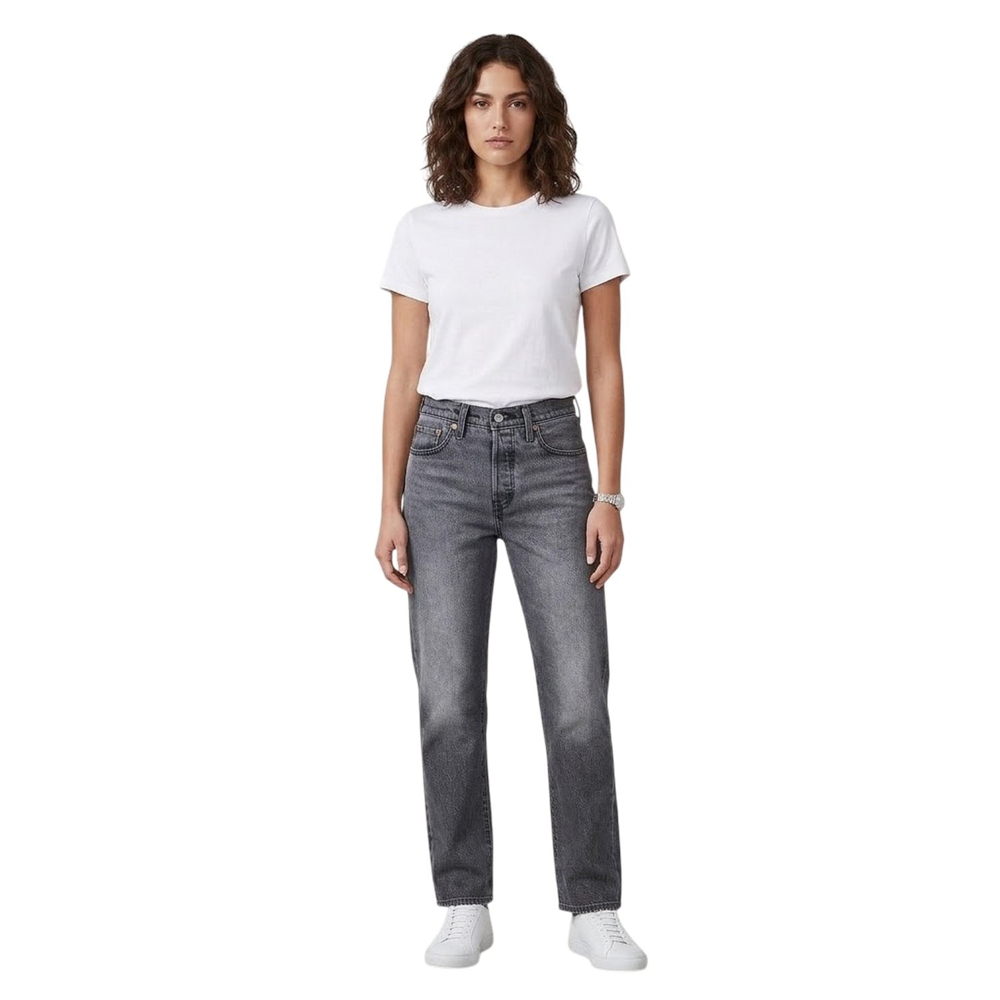 Porcini Haze - Side - Levis Womens-Ladies 501 5 Pockets Straight Leg Jeans