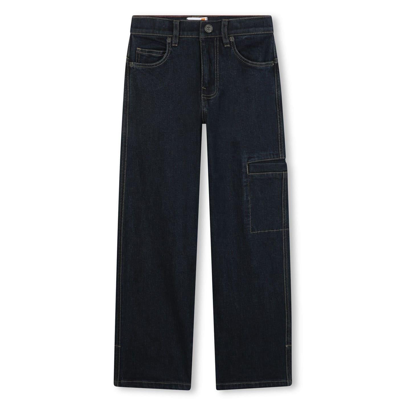 Denim Blue - Front - Timberland Boys Carpenter Relaxed Fit Cargo Jeans