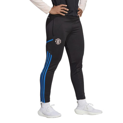 Black-Blue - Lifestyle - Adidas Womens-Ladies Manchester United FC Tapered Tracksuit Bottoms