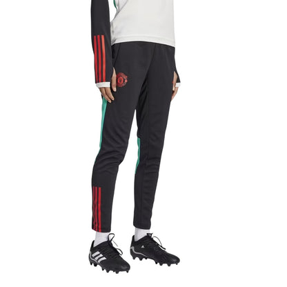 Black-Red - Lifestyle - Adidas Womens-Ladies Manchester United FC Tapered Tracksuit Bottoms