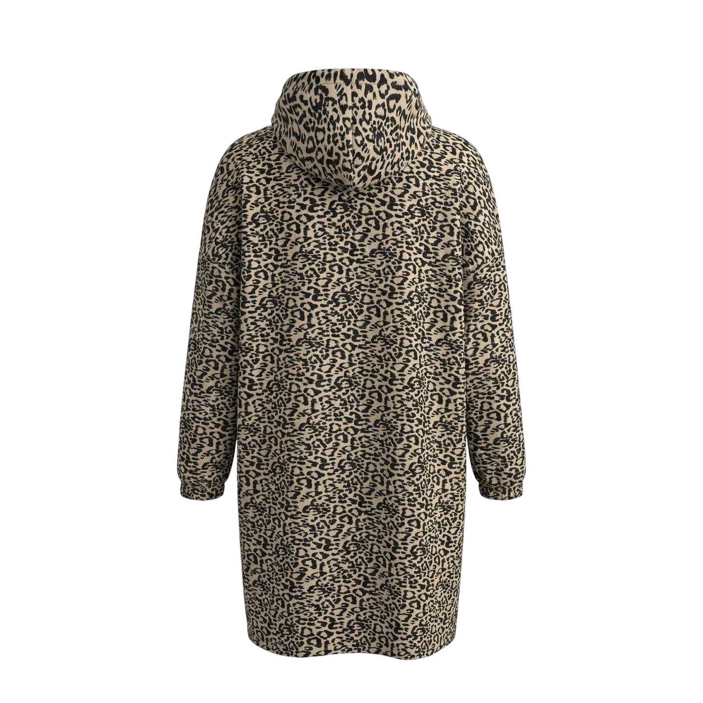 Brown-Black - Back - Gelert Womens-Ladies Leopard Print Waterproof Oversized Jacket
