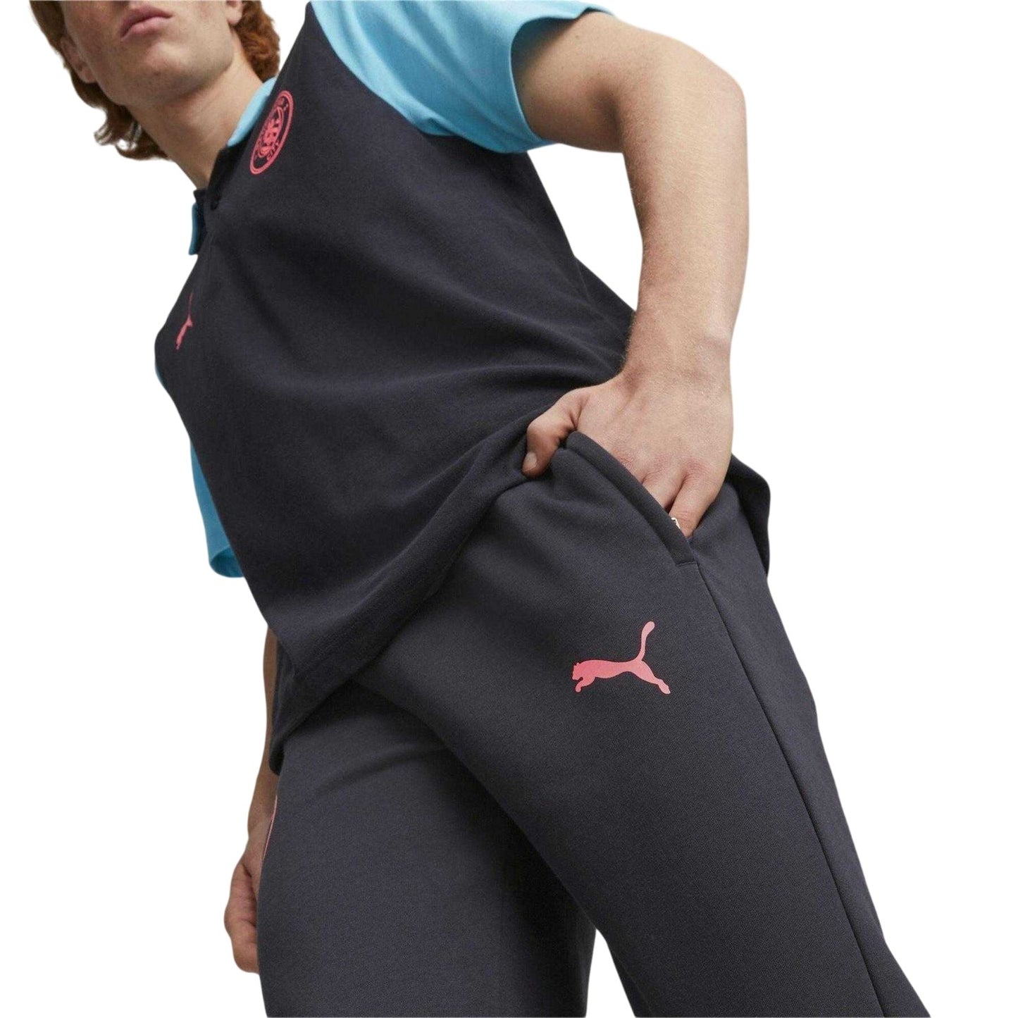 Dark Navy - Side - Puma Mens Casuals Manchester City FC Tracksuit Bottoms