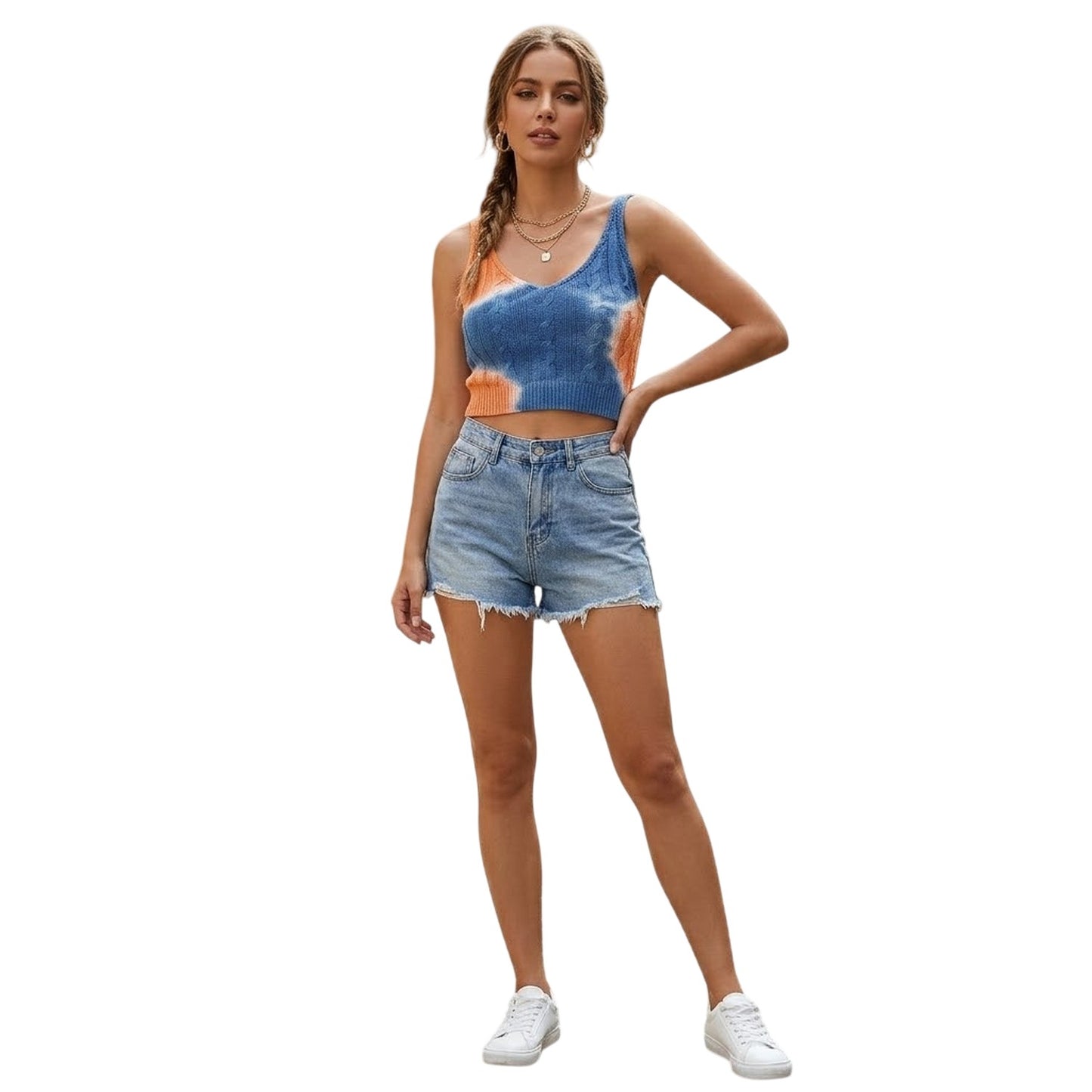 Orange-Blue - Side - Diesel Womens-Ladies Cable Knit Slim Bralette
