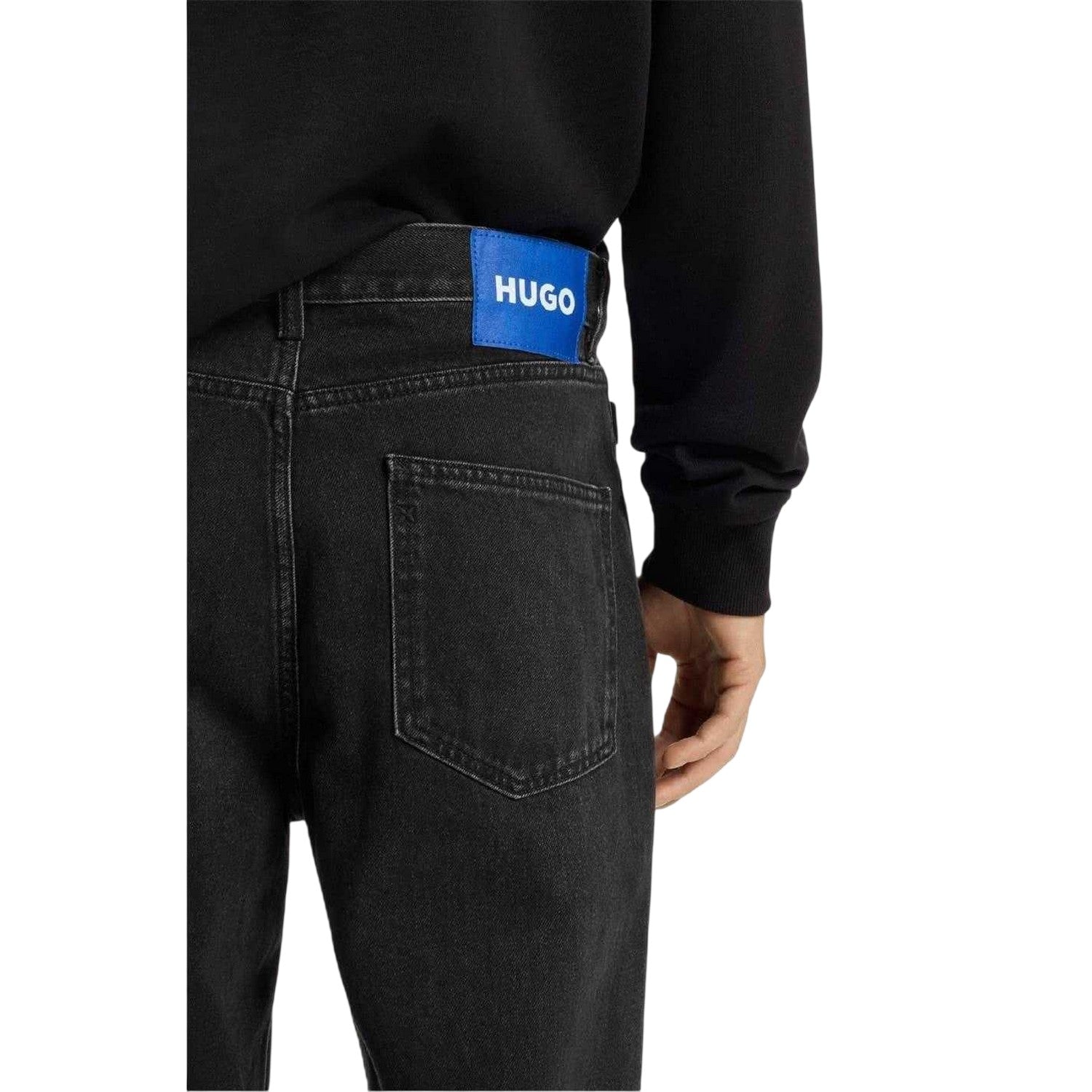 Dark Grey - Side - Hugo Mens Jonah 5 Pockets Slim Jeans