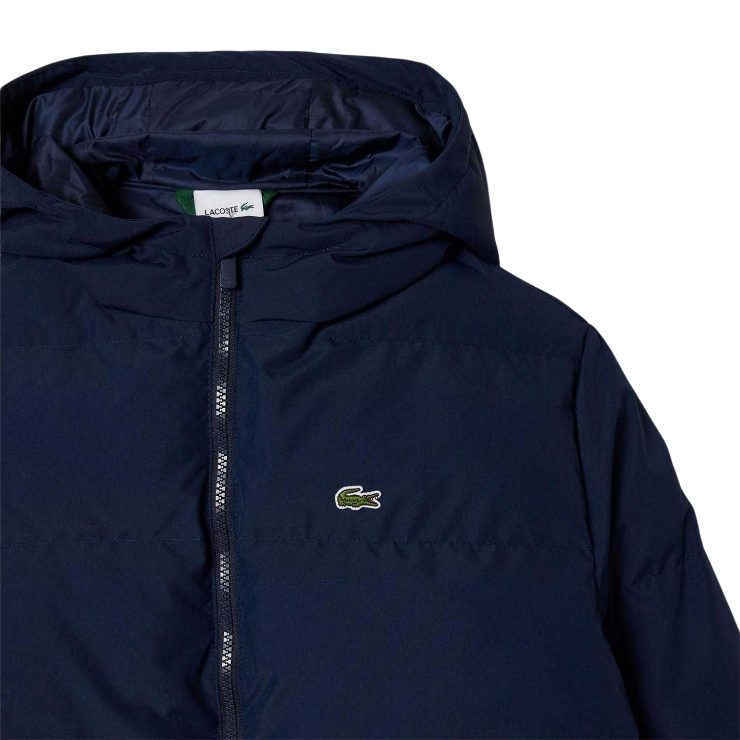 Navy - Side - Lacoste Childrens-Kids Plain Padded Hooded Jacket