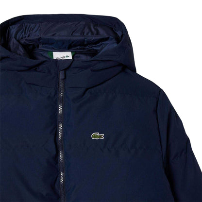 Navy - Side - Lacoste Childrens-Kids Plain Padded Hooded Jacket