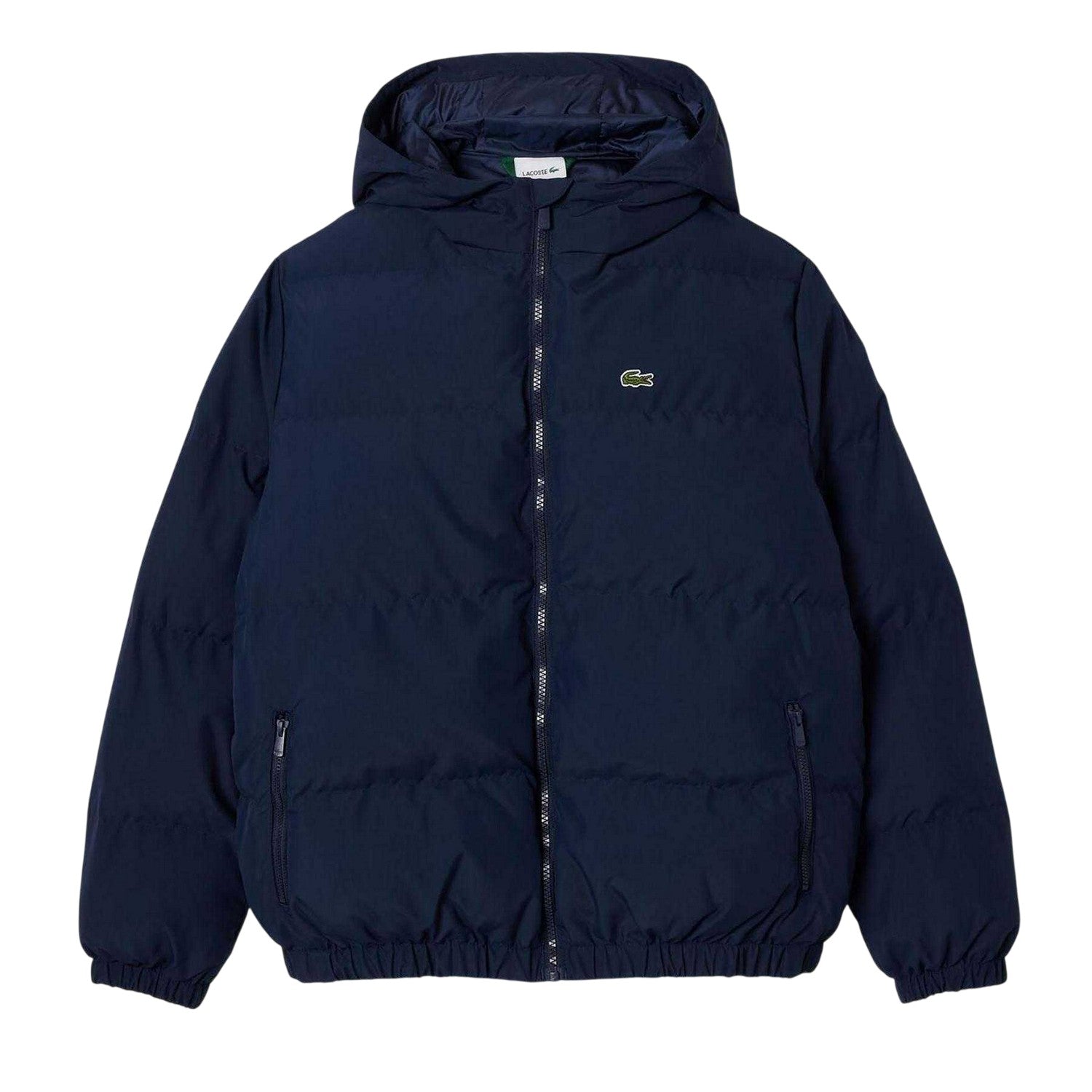 Navy - Front - Lacoste Childrens-Kids Plain Padded Hooded Jacket