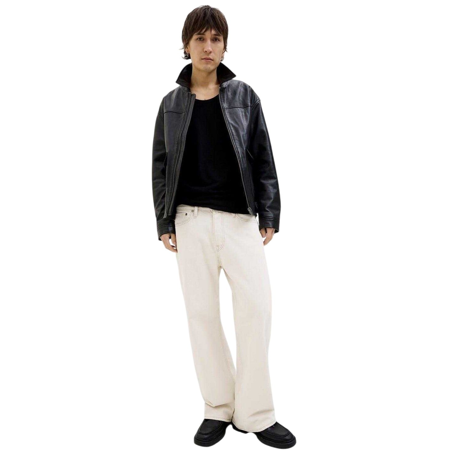 Ecru - Lifestyle - Jack And Jones Mens Cooper Relaxed Wide Leg Jeans