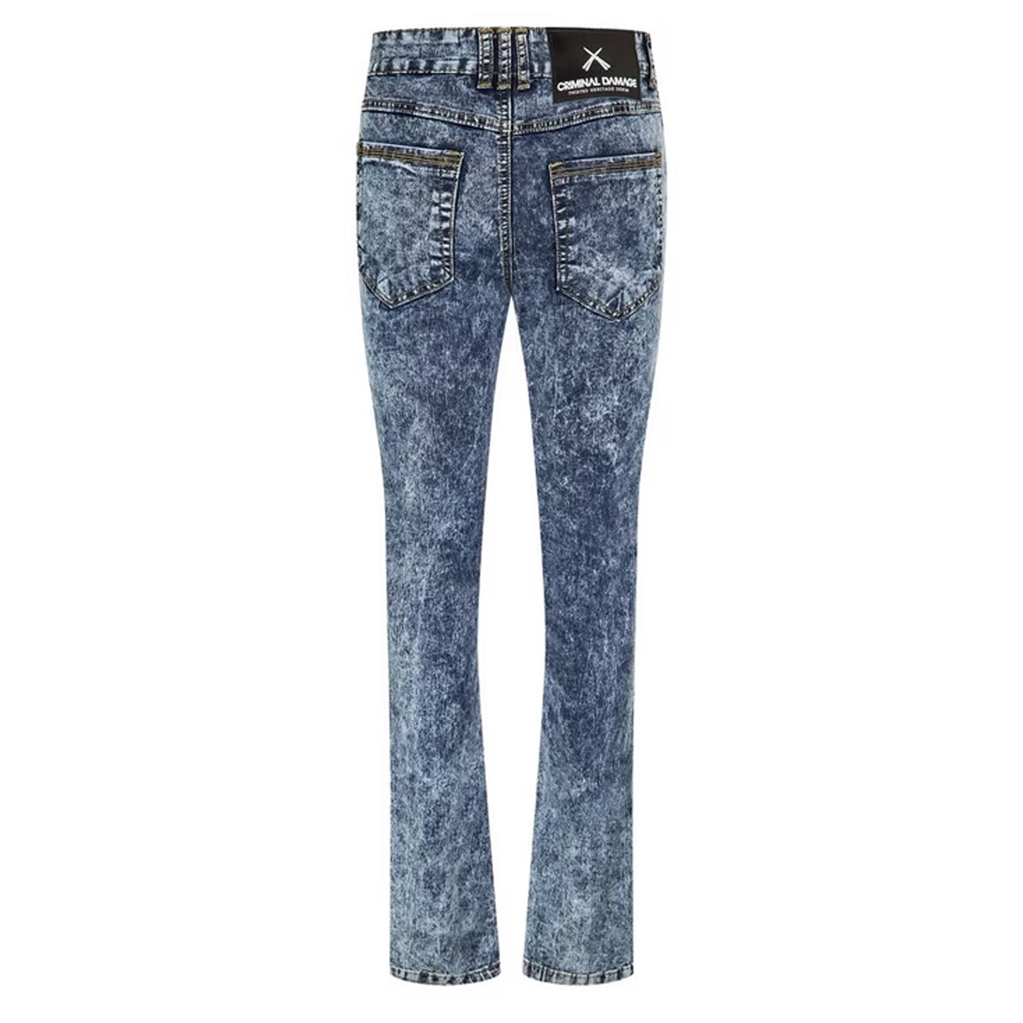 Indigo - Back - Criminal Damage Mens SOS 5 Pockets Skinny Jeans