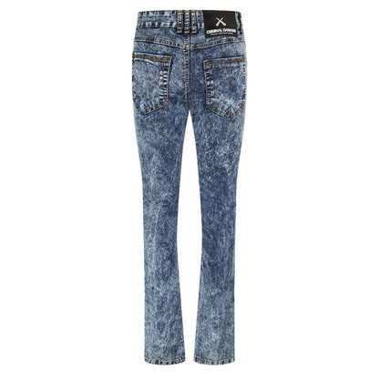 Indigo - Back - Criminal Damage Mens SOS 5 Pockets Skinny Jeans