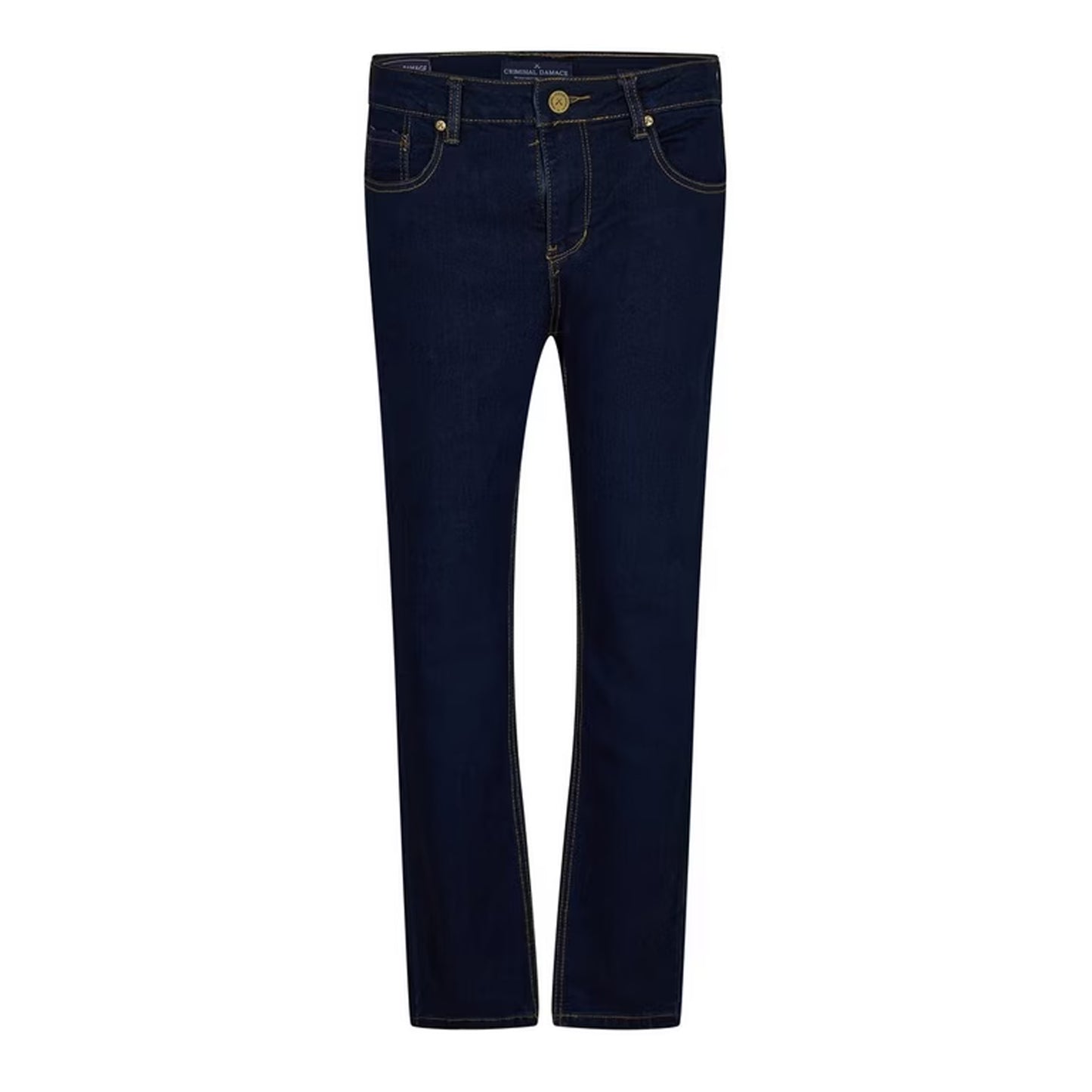 Indigo-Dark Blue - Front - Criminal Damage Mens SOS 5 Pockets Skinny Jeans