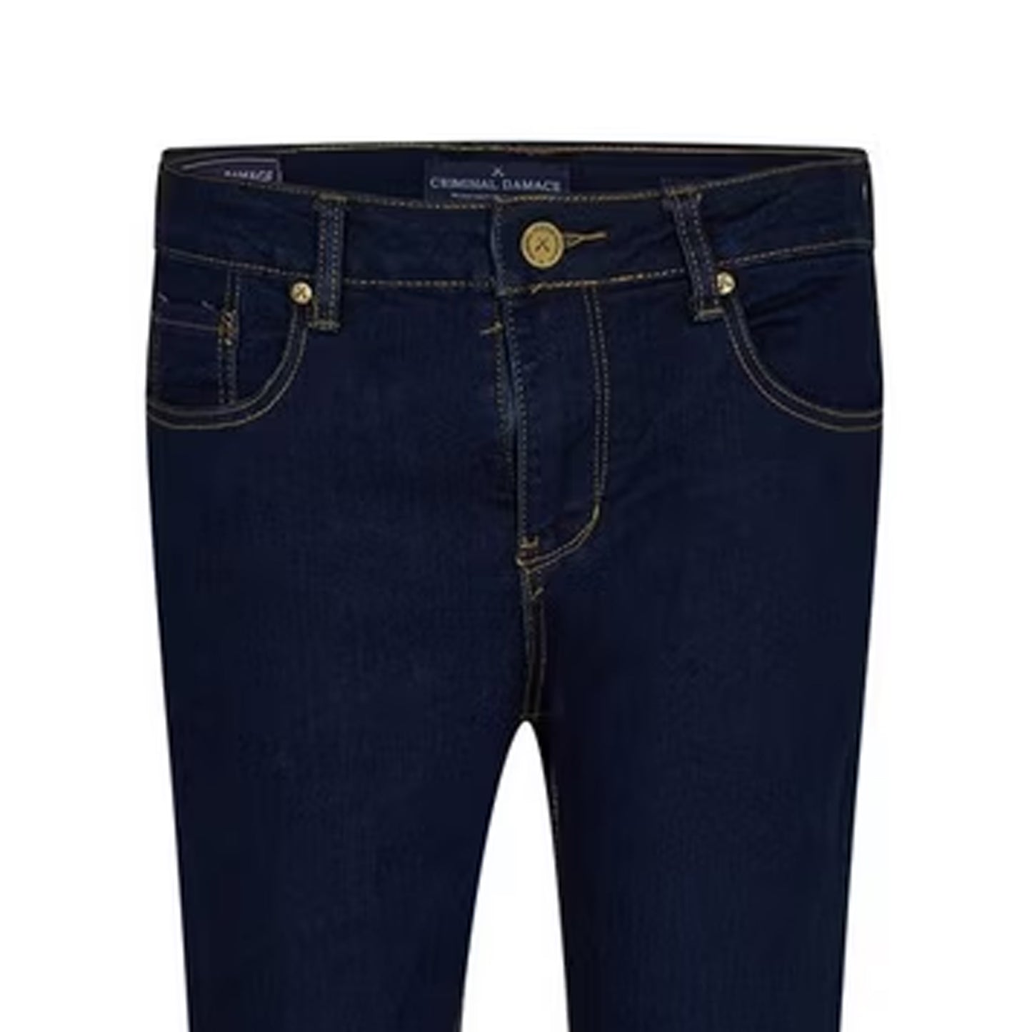 Indigo-Dark Blue - Side - Criminal Damage Mens SOS 5 Pockets Skinny Jeans