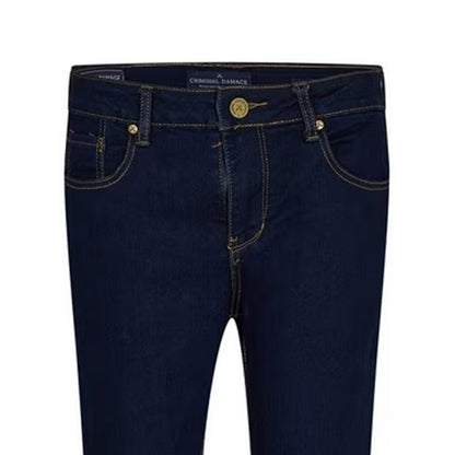 Indigo-Dark Blue - Side - Criminal Damage Mens SOS 5 Pockets Skinny Jeans
