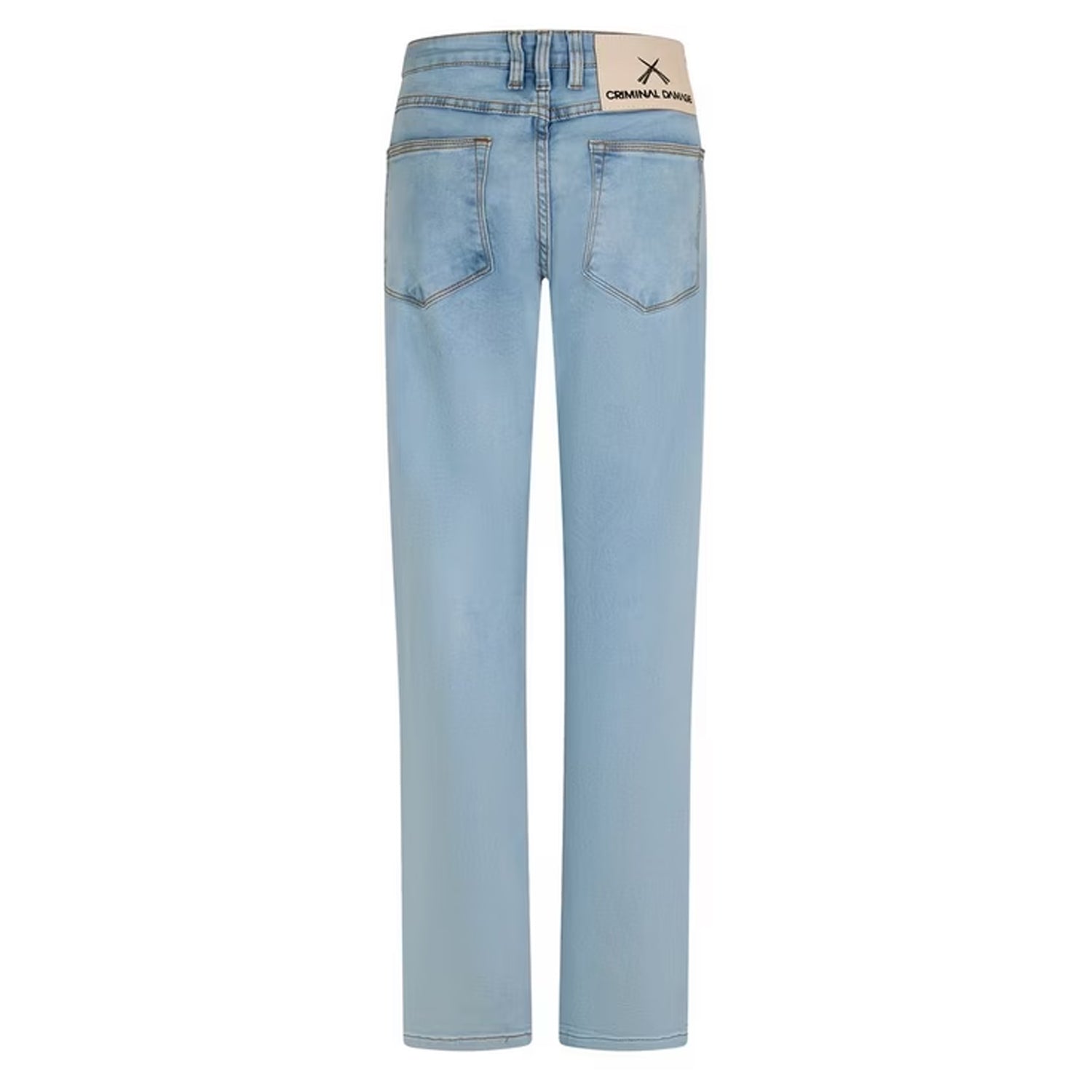 Bleach-Blue - Back - Criminal Damage Mens SOS 5 Pockets Skinny Jeans