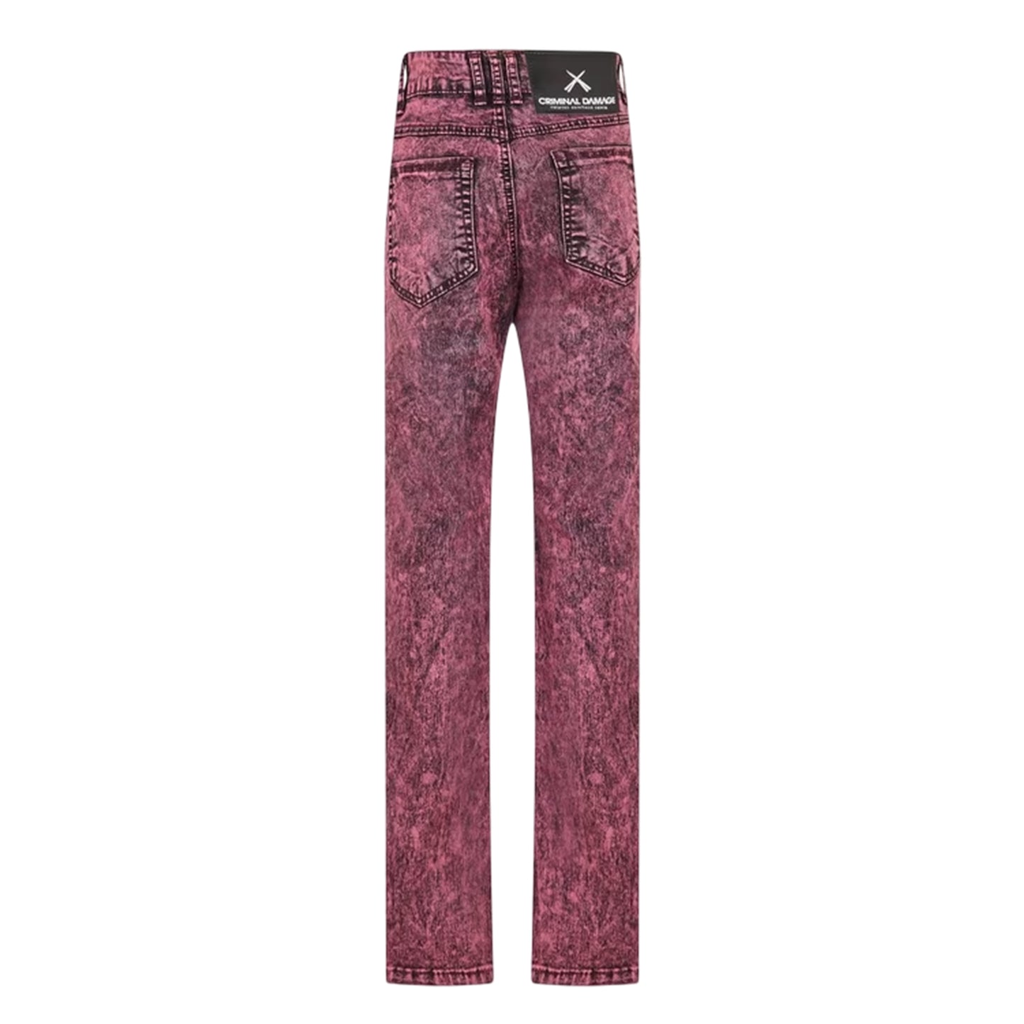 Burgundy - Back - Criminal Damage Mens SOS 5 Pockets Skinny Jeans