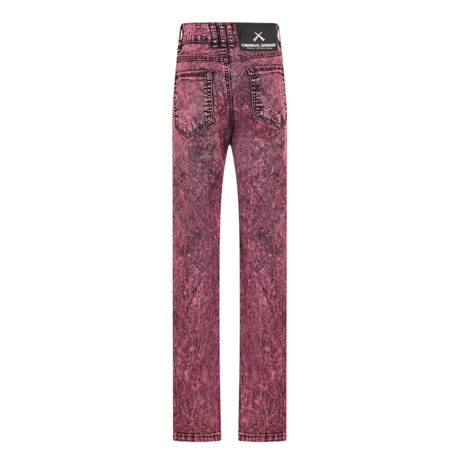 Burgundy - Back - Criminal Damage Mens SOS 5 Pockets Skinny Jeans