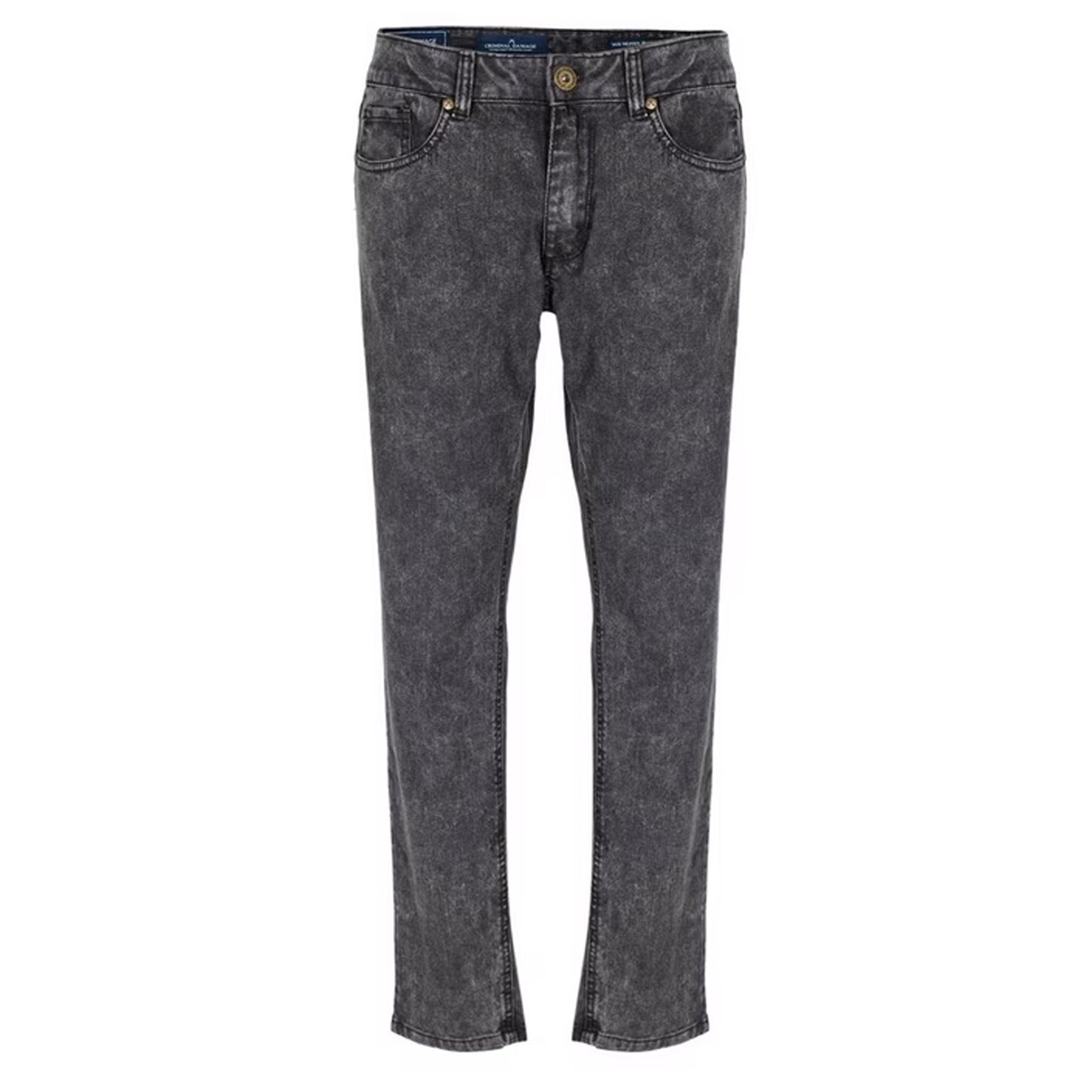 Grey - Front - Criminal Damage Mens SOS 5 Pockets Skinny Jeans