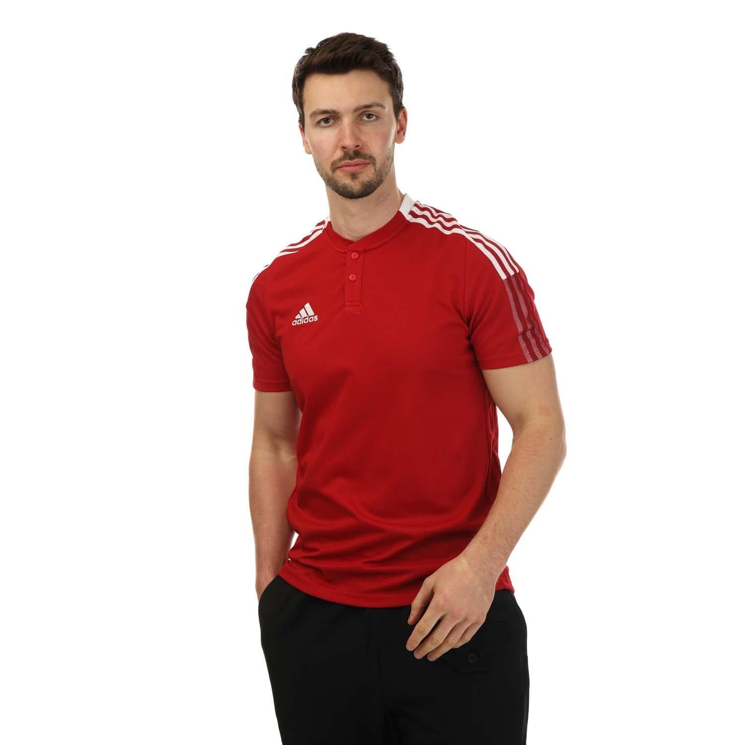 Red - Back - Adidas Mens Tiro 21 Short-Sleeved Polo Shirt