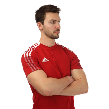 Red - Side - Adidas Mens Tiro 21 Short-Sleeved Polo Shirt