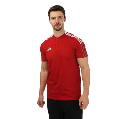 Red - Front - Adidas Mens Tiro 21 Short-Sleeved Polo Shirt