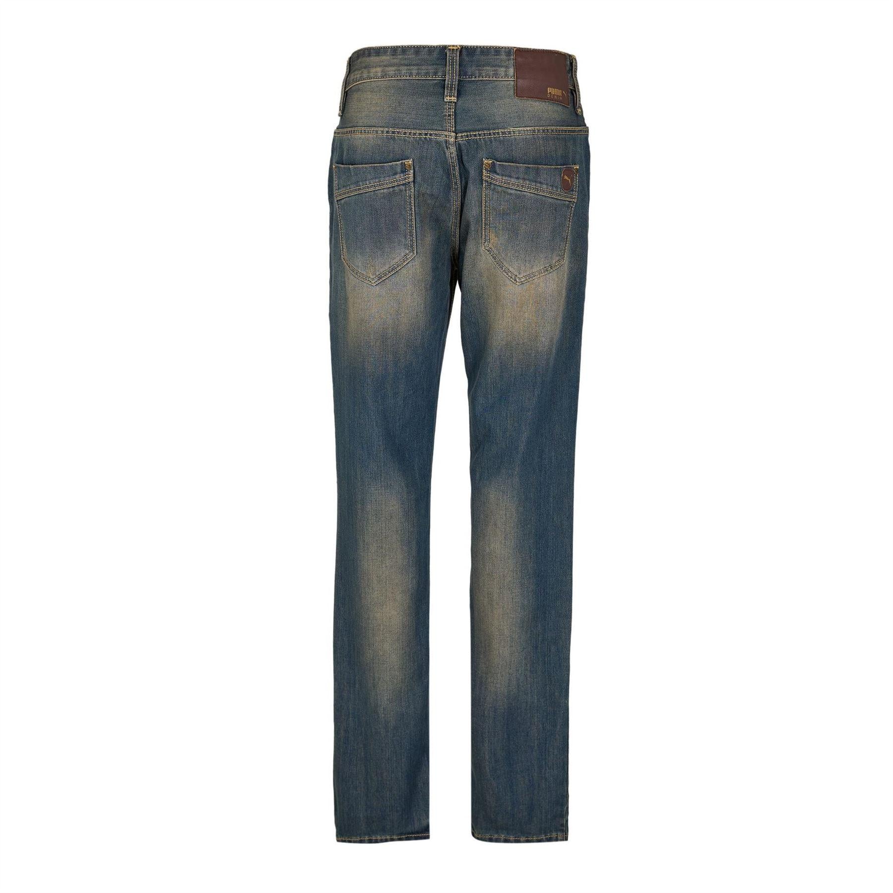 Grey - Back - Puma Mens Denim Plain Slim Jeans