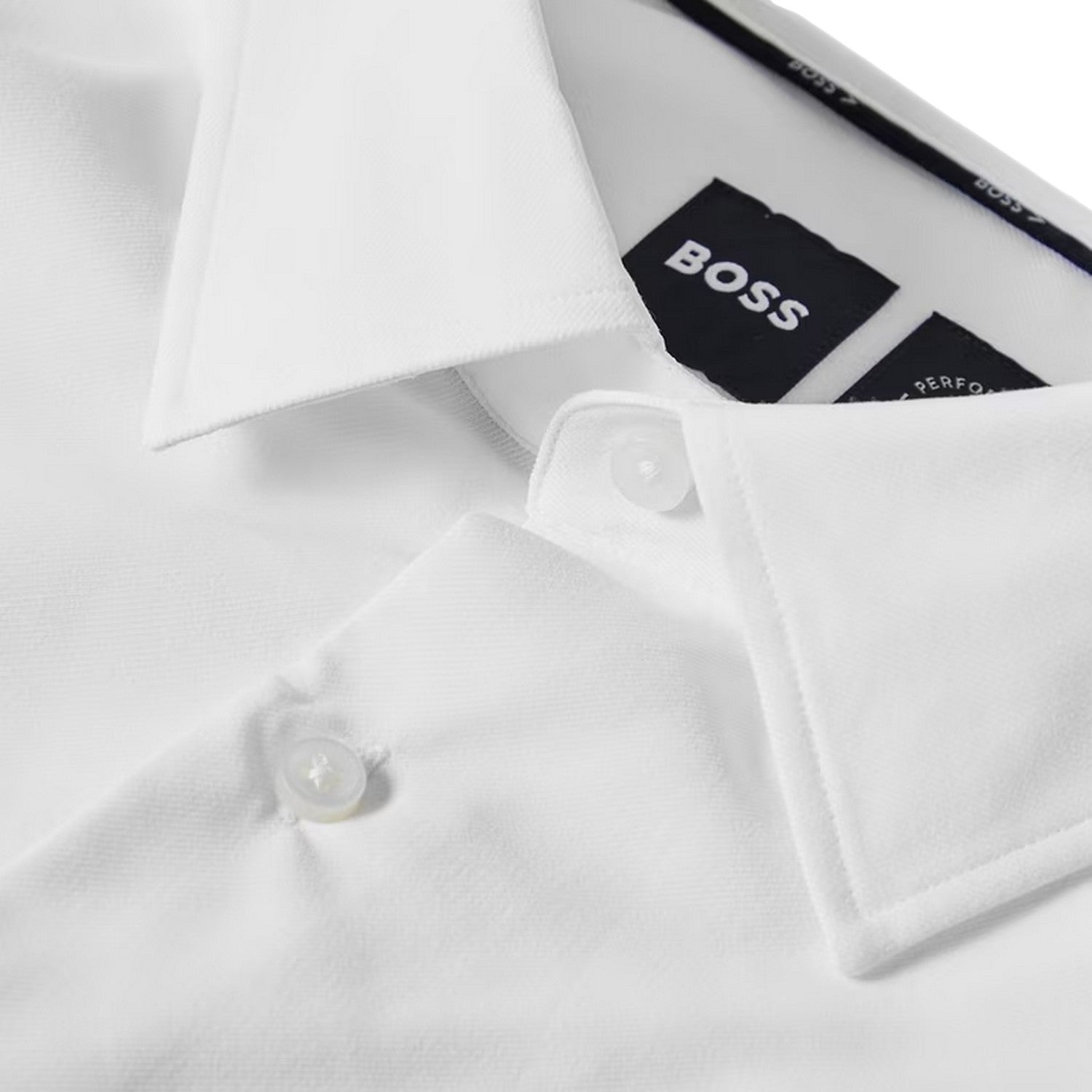 White - Side - Hugo Boss Mens P Hank Oxford Kent Collar Long-Sleeved Shirt