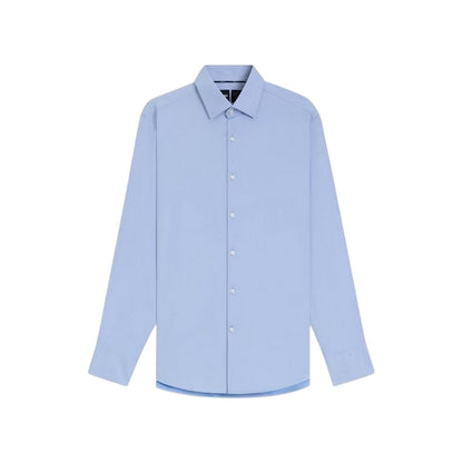 Pastel Blue - Front - Hugo Boss Mens P Hank Oxford Kent Collar Long-Sleeved Shirt