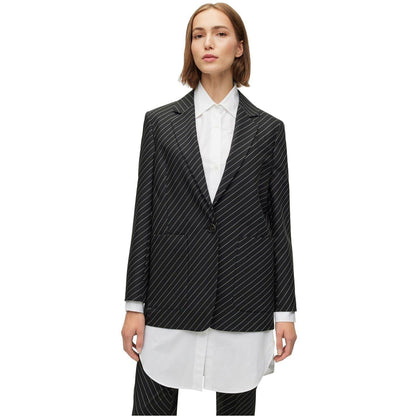 Black - Lifestyle - Boss Womens-Ladies Striped Notch Neck Regular Blazer