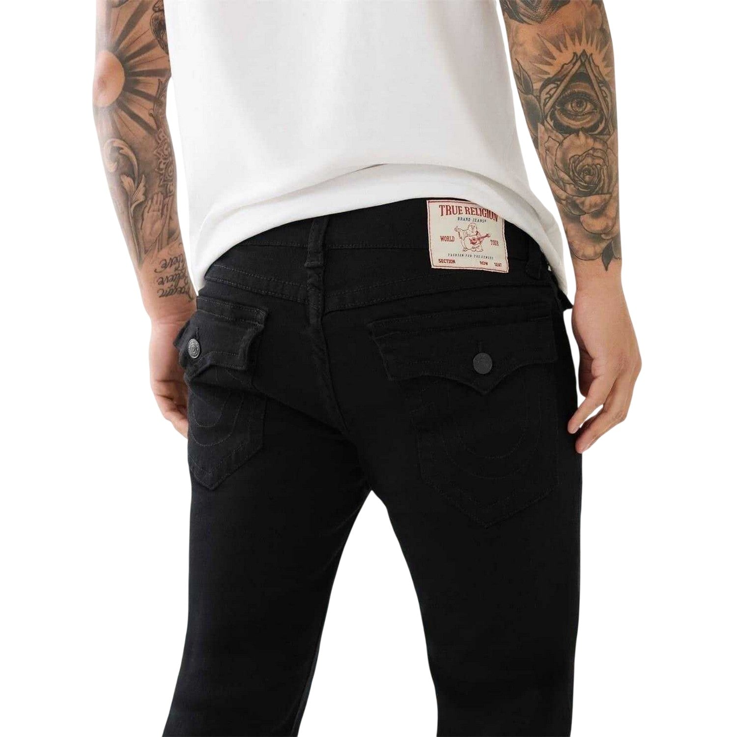 Black - Side - True Religion Mens Denim Skinny Jeans