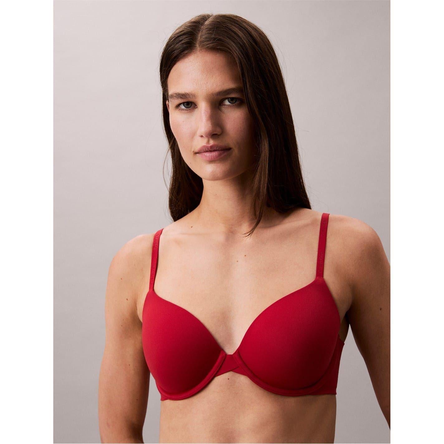 Red - Side - Calvin Klein Womens-Ladies Plain Bra