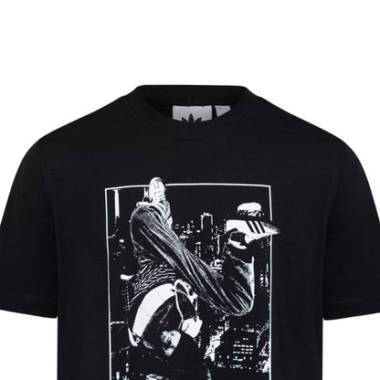 Black - Side - Adidas Mens Samba Poster Cotton T-Shirt