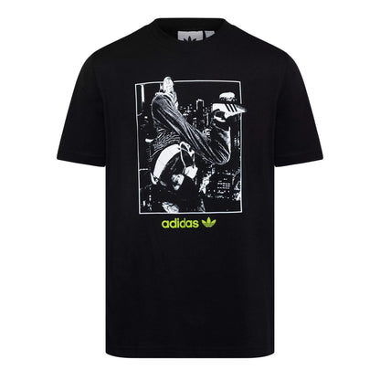Black - Front - Adidas Mens Samba Poster Cotton T-Shirt