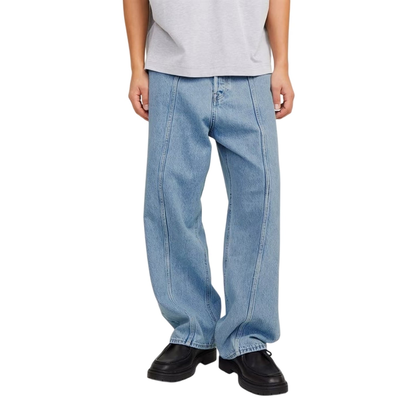 Blue Denim - Side - Jack And Jones Mens Denim Relaxed Wide Leg Jeans