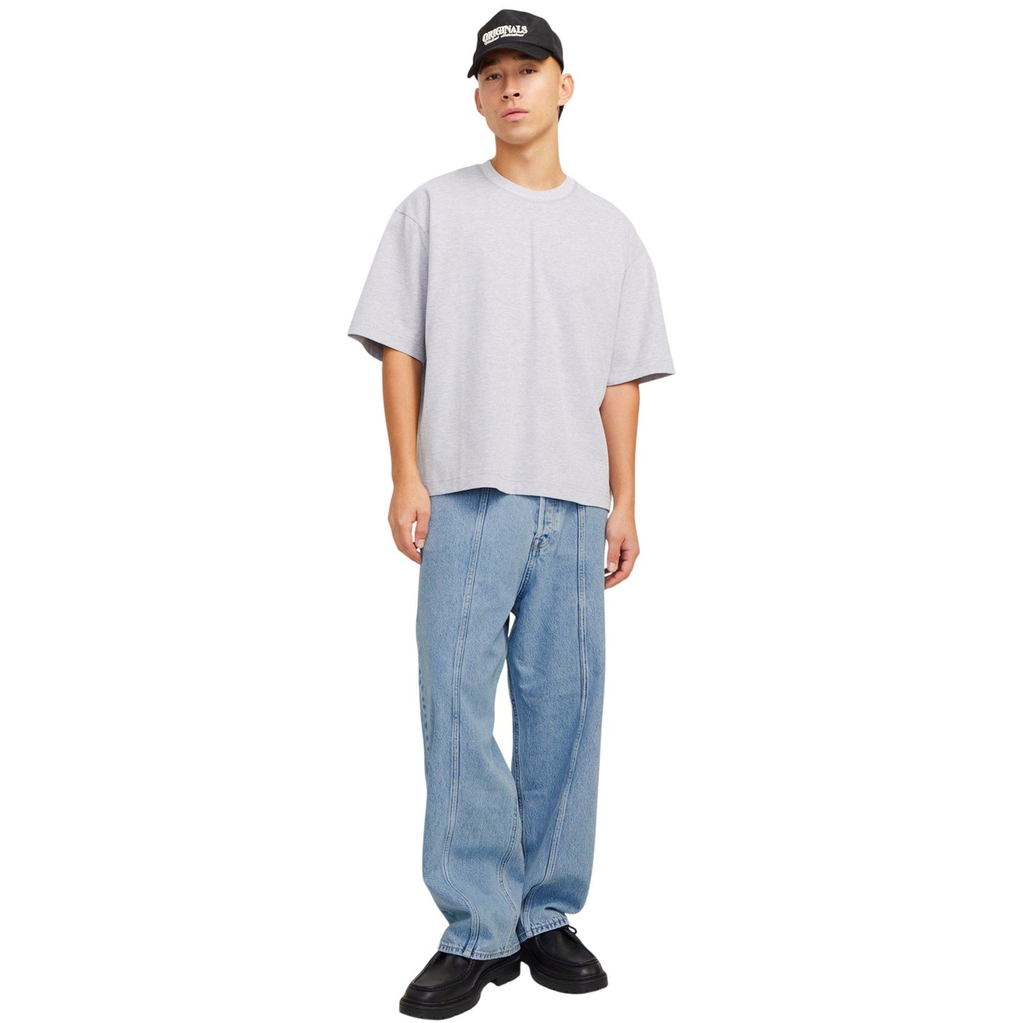 Blue Denim - Close up - Jack And Jones Mens Denim Relaxed Wide Leg Jeans