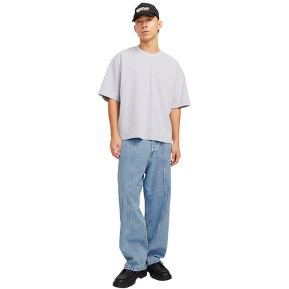 Blue Denim - Close up - Jack And Jones Mens Denim Relaxed Wide Leg Jeans
