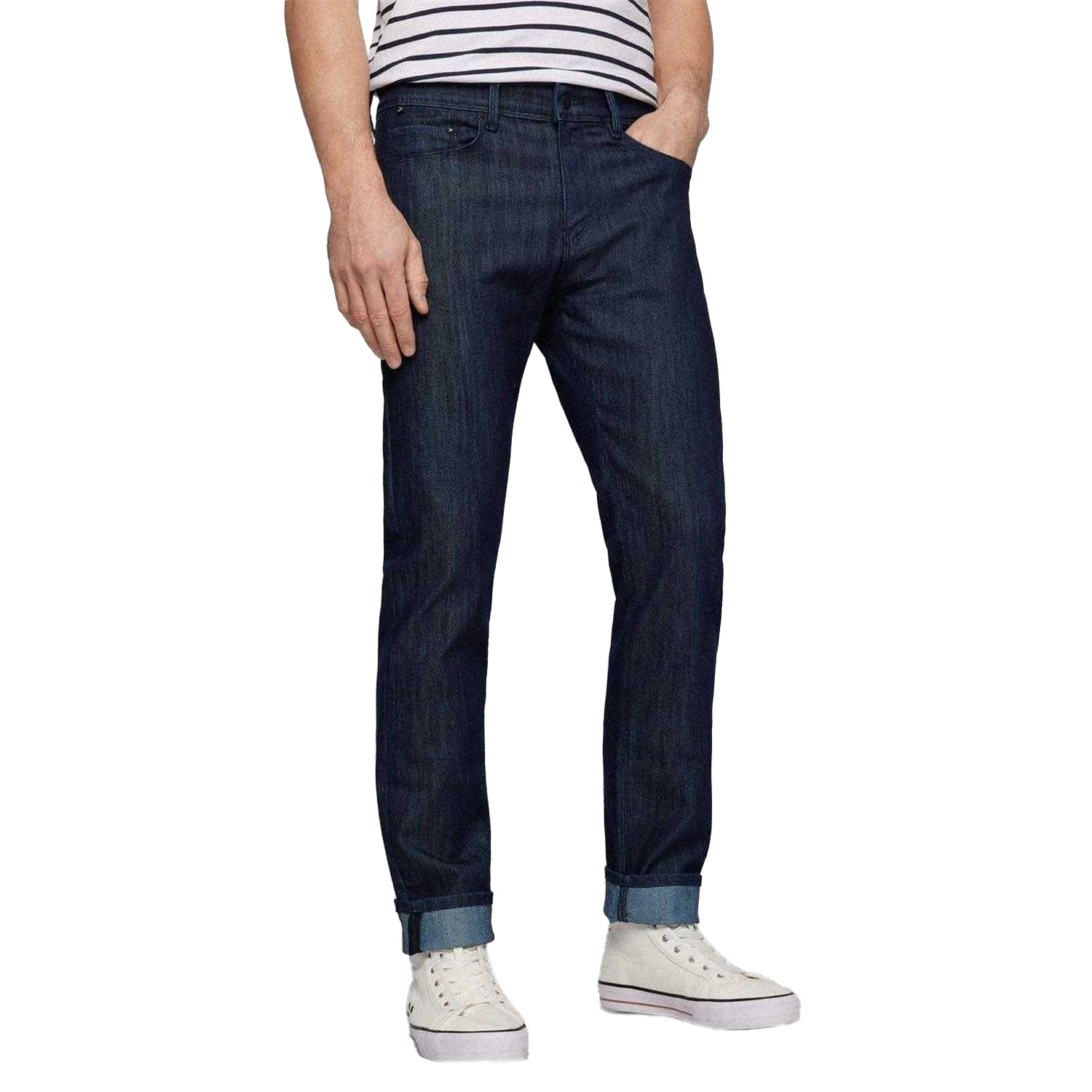 Navy - Side - Boss Mens Delaware3 Slim Jeans