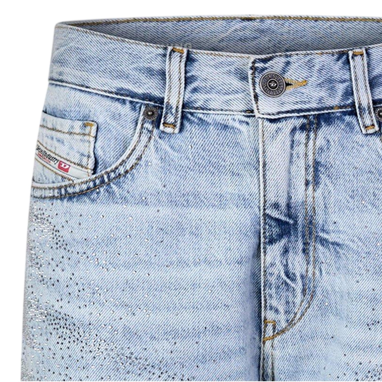 Blue Denim - Side - Diesel Womens-Ladies 2016 Straight Leg Jeans