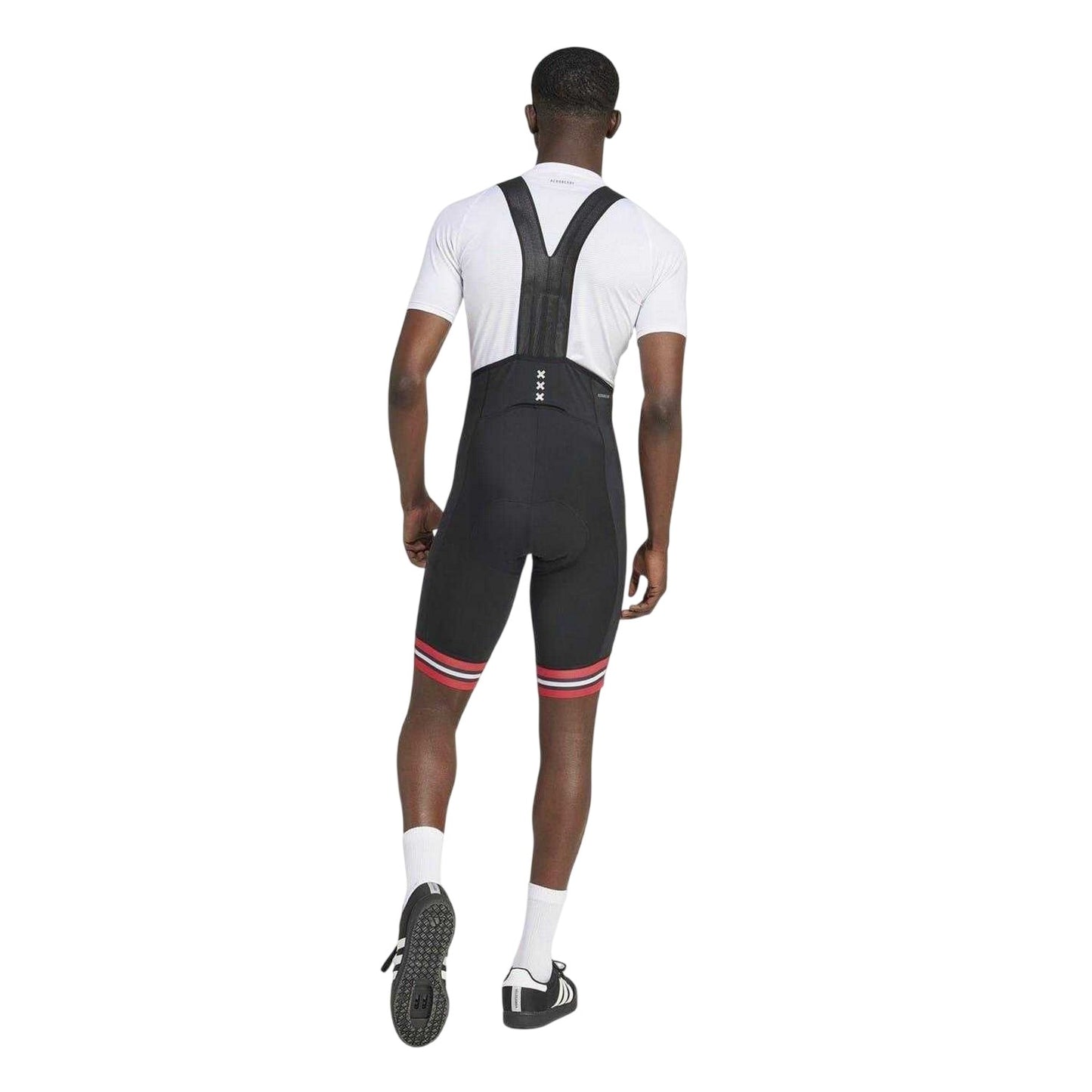 Black-Red-White - Back - Adidas Mens AFC Ajax Padded Crotch Cycling Bib Shorts