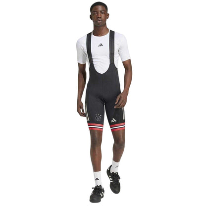Black-Red-White - Pack Shot - Adidas Mens AFC Ajax Padded Crotch Cycling Bib Shorts