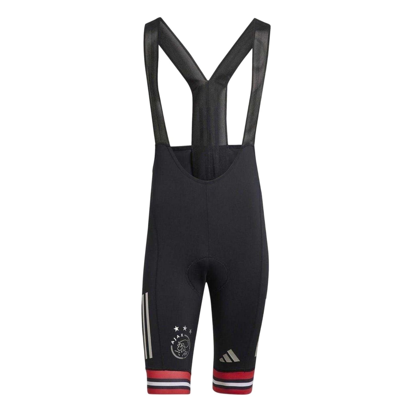 Black-Red-White - Front - Adidas Mens AFC Ajax Padded Crotch Cycling Bib Shorts