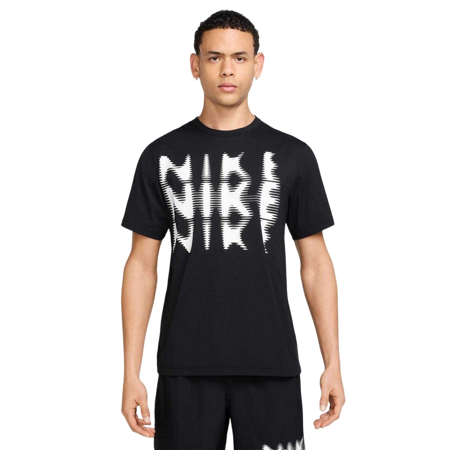 Black-White - Front - Nike Mens Hyverse Logo Dri-FIT T-Shirt