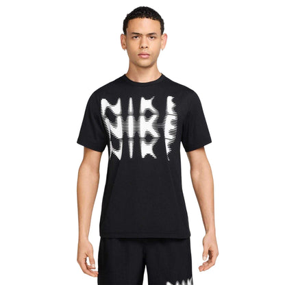 Black-White - Front - Nike Mens Hyverse Logo Dri-FIT T-Shirt