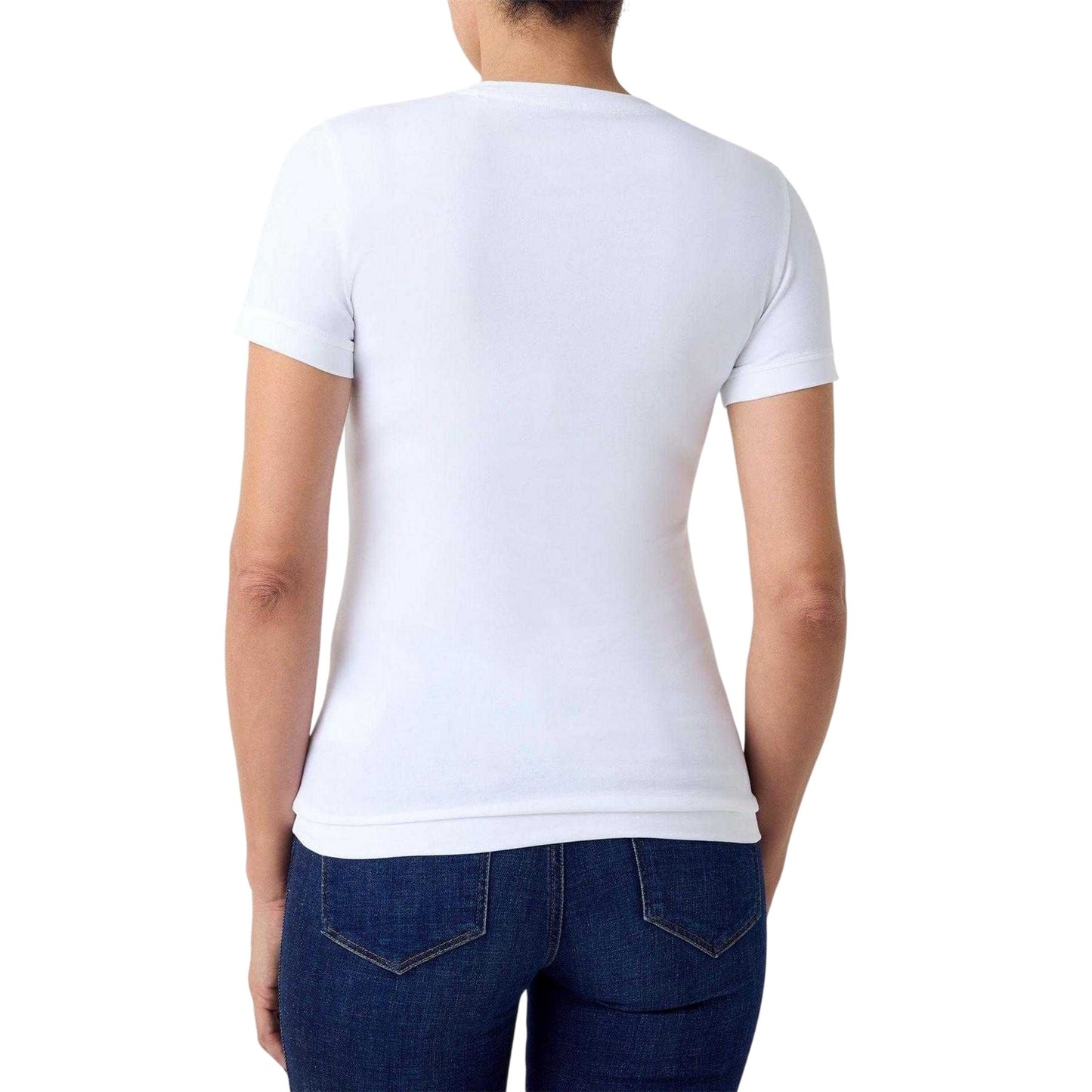 Pure White - Back - Guess Womens-Ladies Cn Original Hotfix Logo Slim T-Shirt