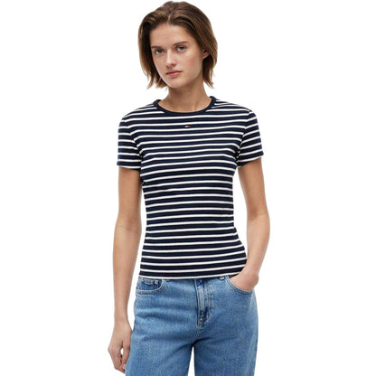 Navy - Side - Tommy Jeans Womens-Ladies Striped T-Shirt
