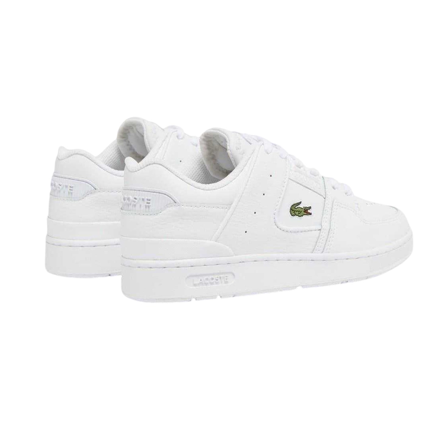 White - Side - Lacoste Mens Cage Leather Court Trainers
